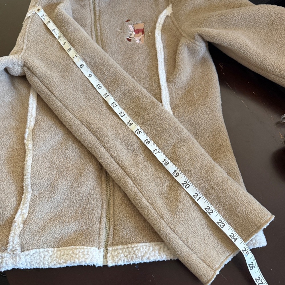 DISNEYLAND RESORT Womens Fleece Jacket Winnie Pooh Embroidered Cozy Tan Size M - Picture 7 of 8